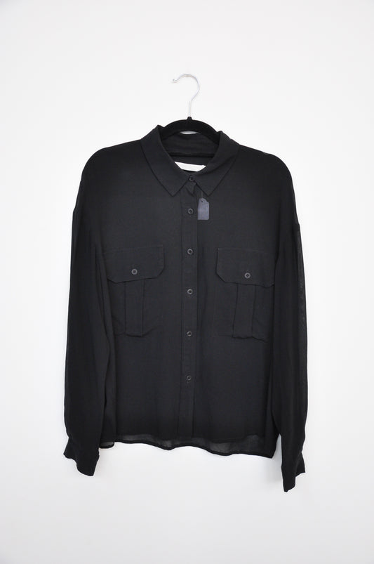 Penny Sage Silk Lycra Shirt - Black