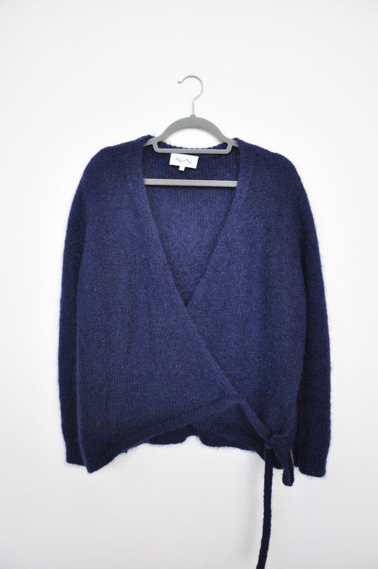 Hej-Hej Mohair Wrap Cardigan - Navy Blue