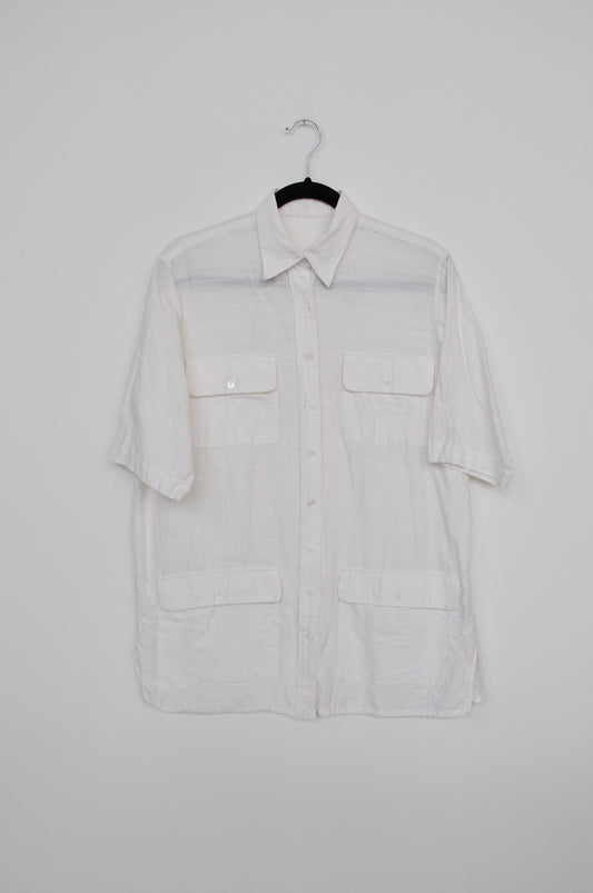 Wixxi Pocketed Slub Shirt - White