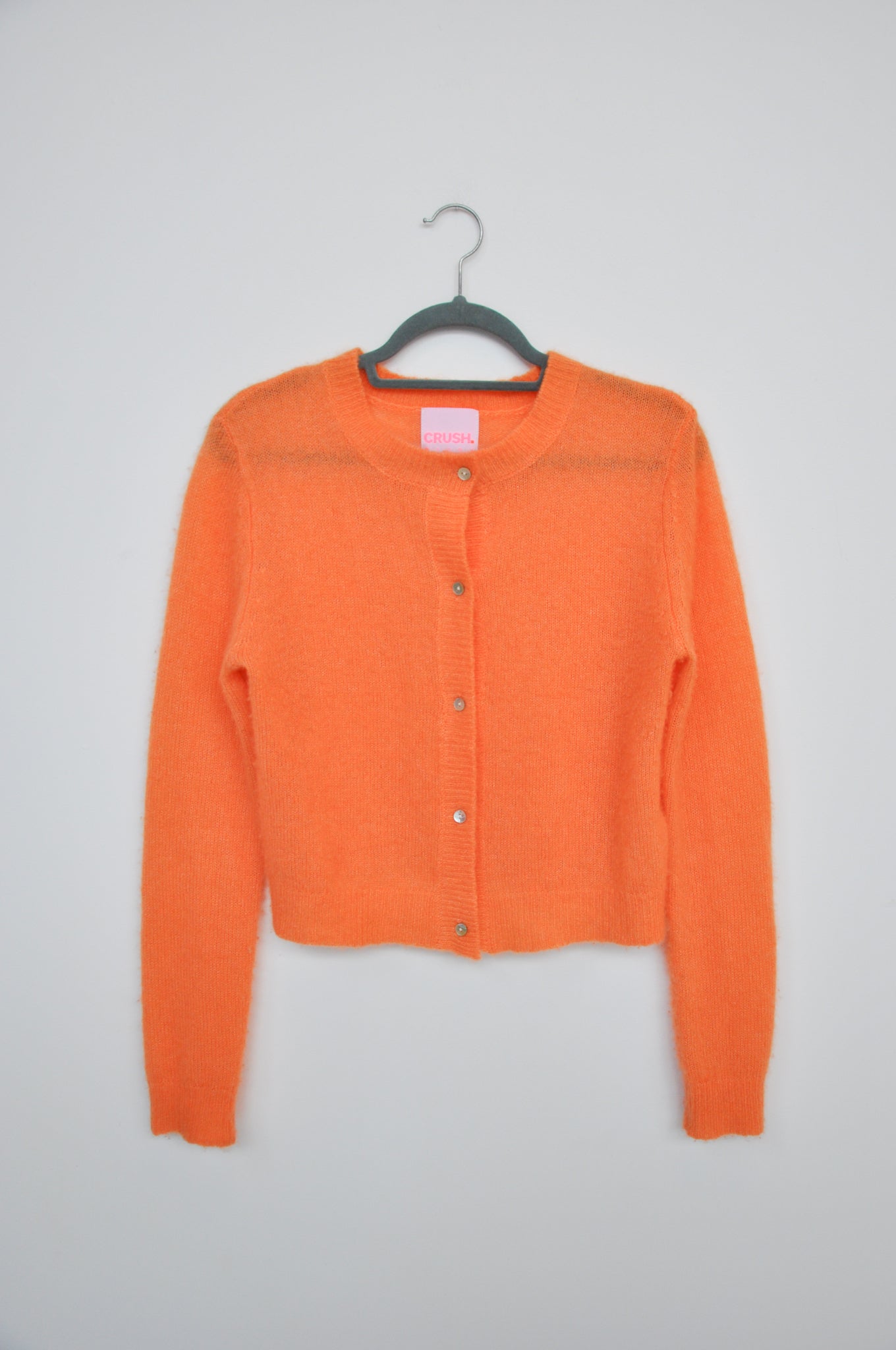 Crush Silk/ Cashmere Cardigan - Orange