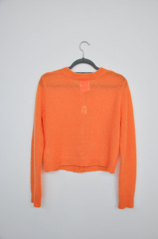 Crush Silk/ Cashmere Cardigan - Orange
