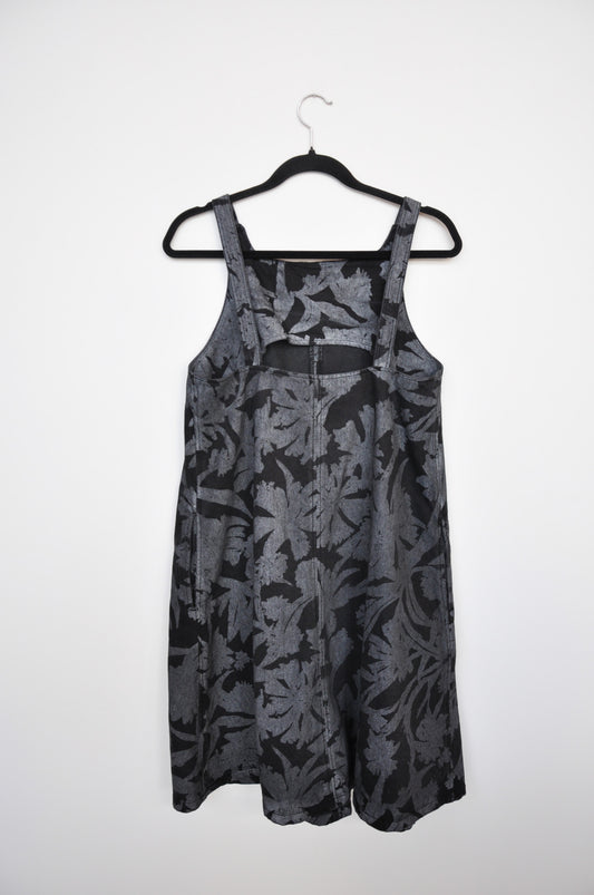 Kowtow Denim Pinafore Dress -  Black Floral