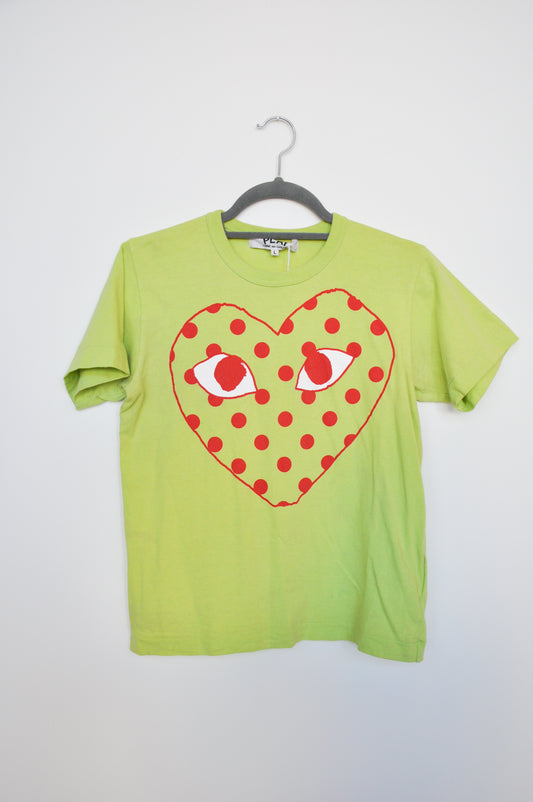 Comme Des Garçons Play Tee - green/red/white