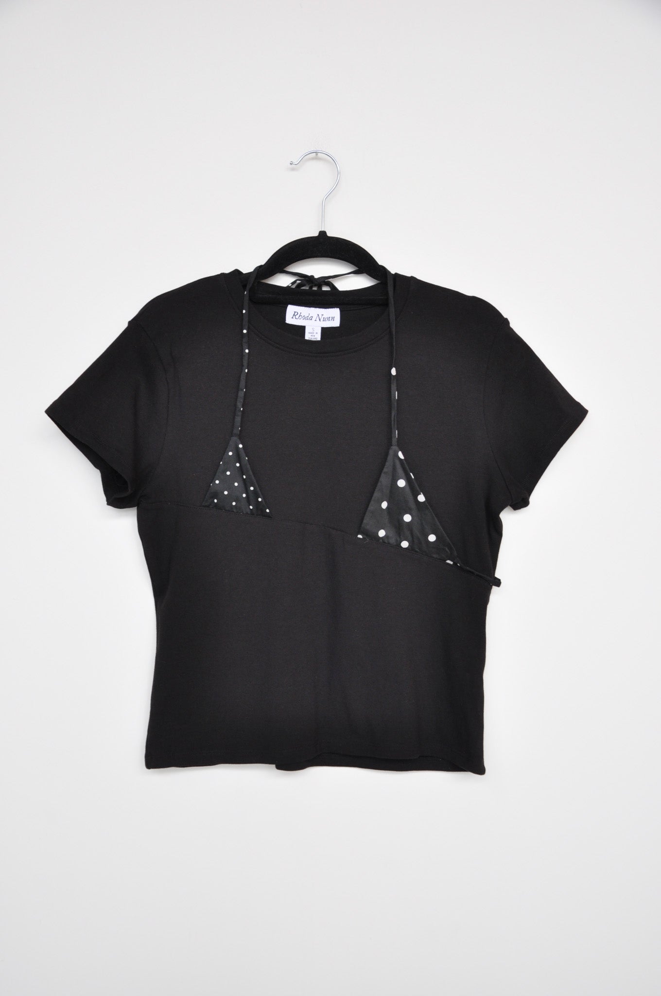 Rhoda Nunn Off-Cut Tee - Black/Polka Dot
