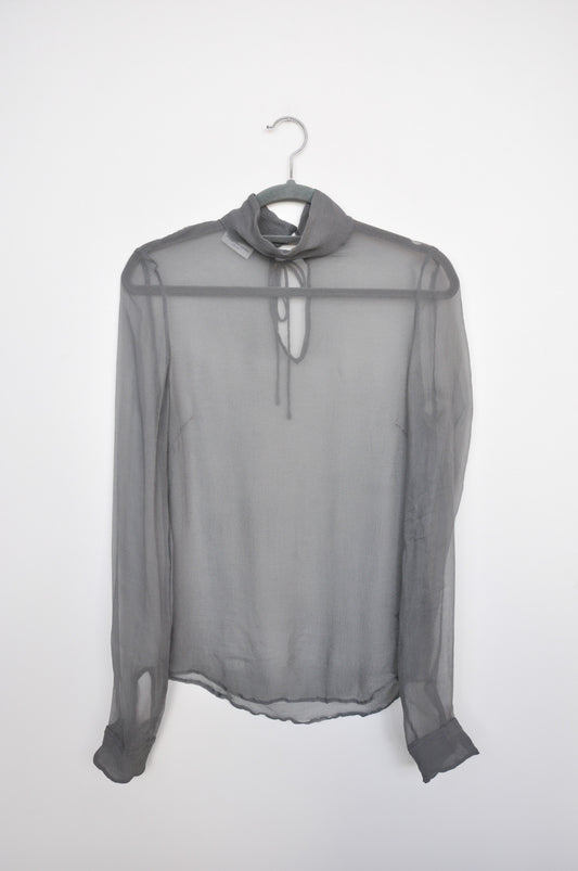 Dries Van Noten Sheer Silk Blouse - Grey