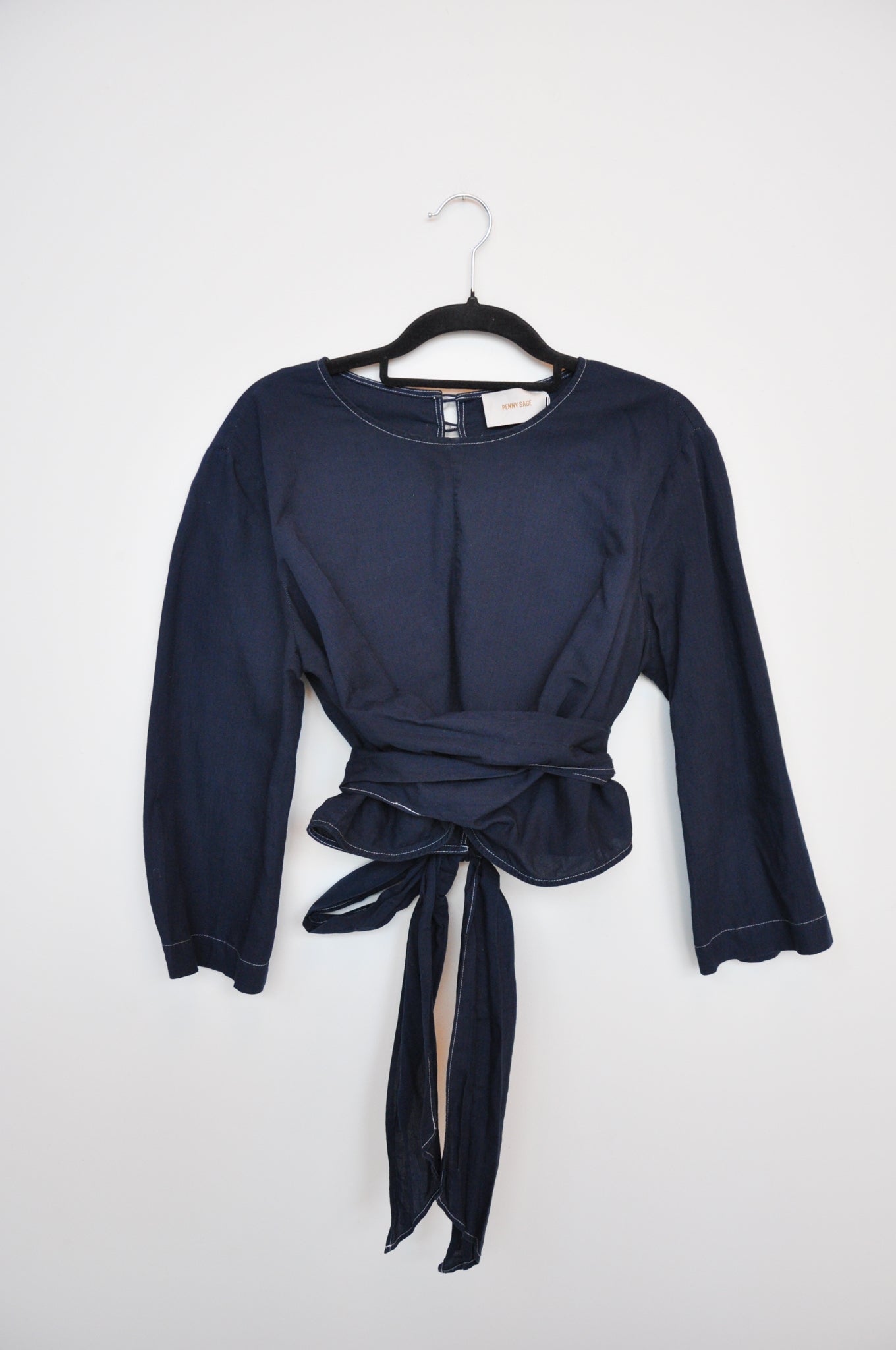 Penny Sage Posey Wrap Top - Navy