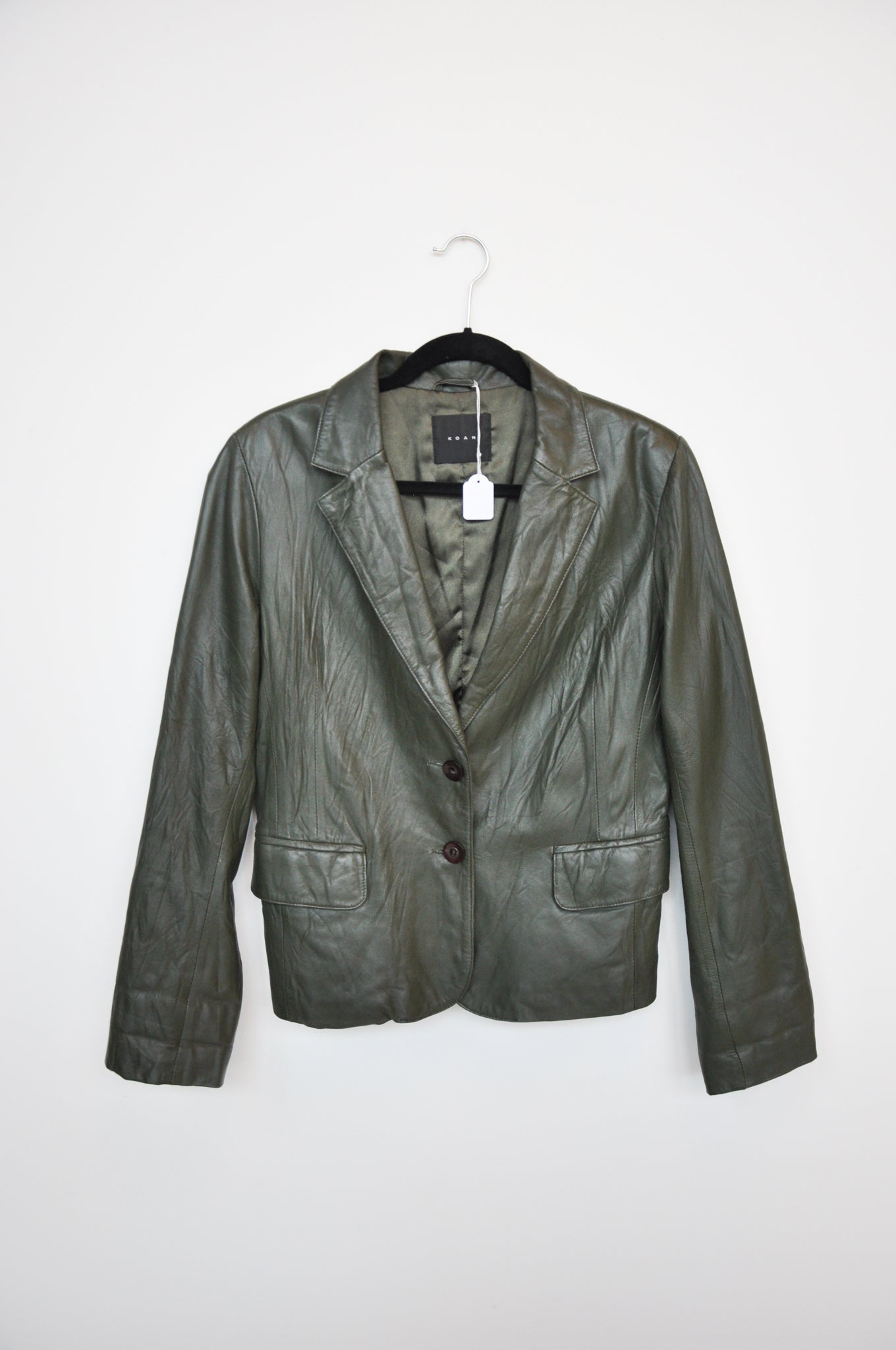 Koan Leather Look Blazer - Green