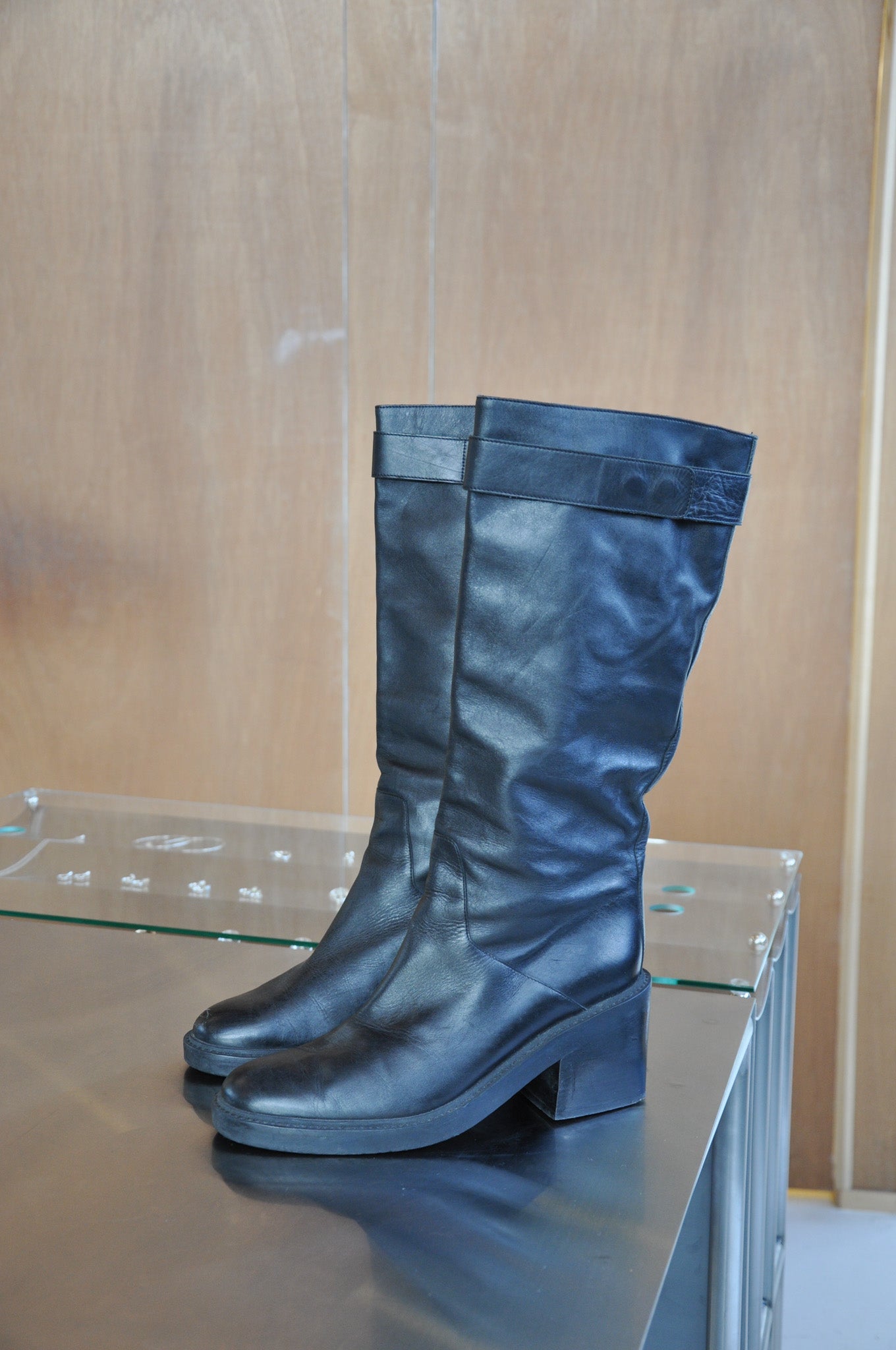 Helmut Lang Schist Slouch Knee Boots - Black