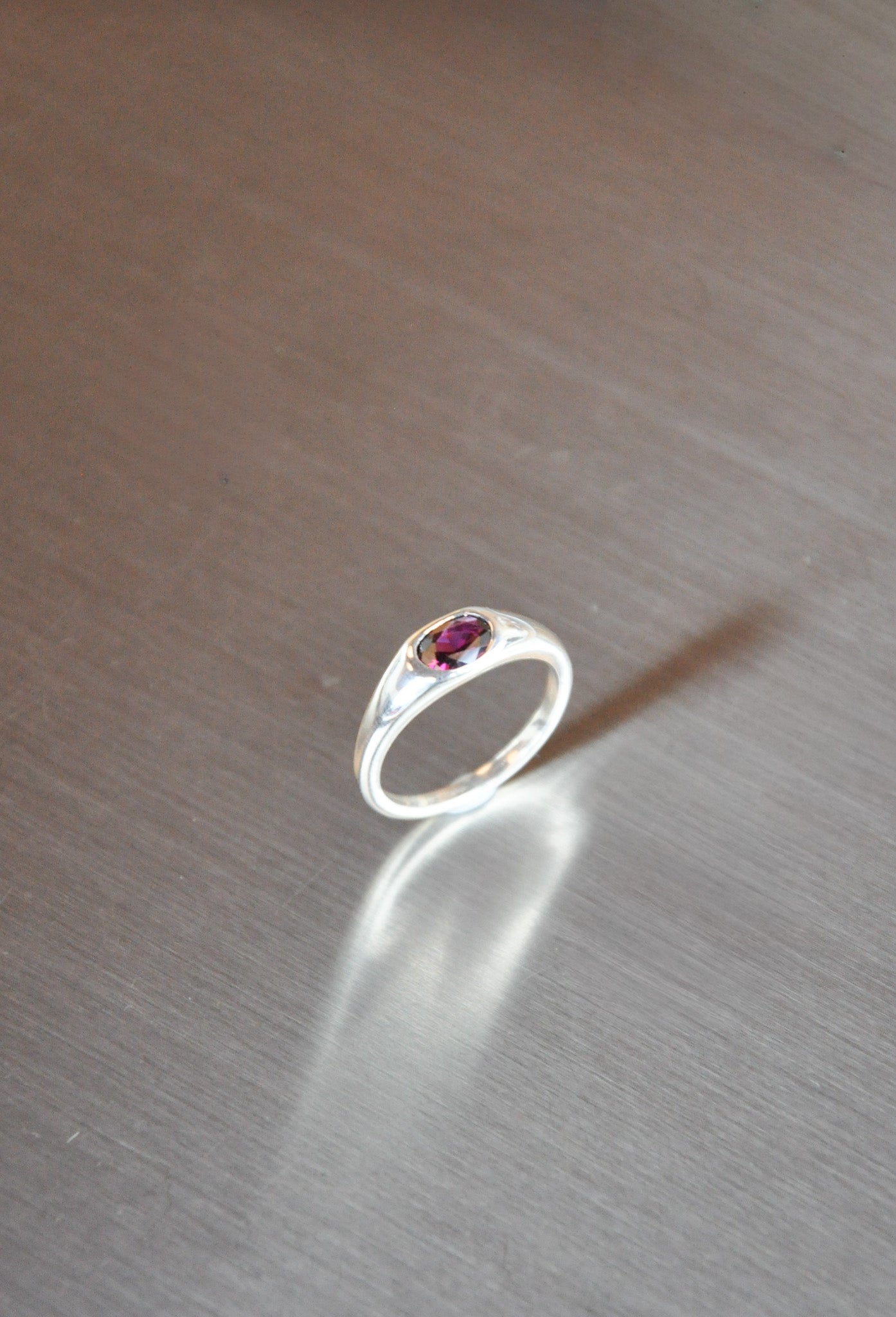 Orbit Ring Silver & Rhodolite Garnet