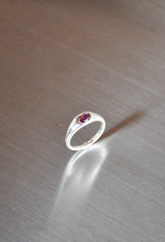 Orbit Ring Silver & Rhodolite Garnet