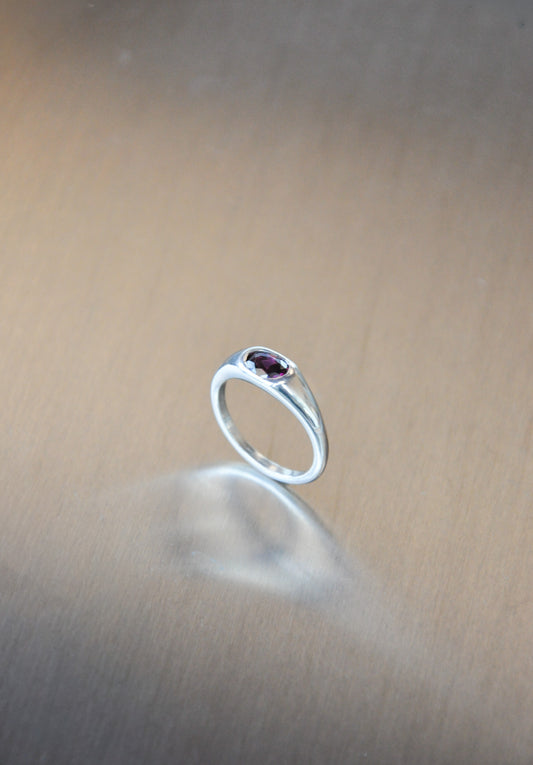 Orbit Ring Silver & Rhodolite Garnet