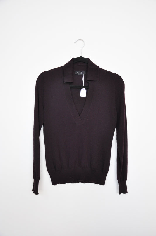 Sarah Bell Merino Polo Jumper - Deep Purple