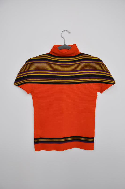 Issey Miyake Pleated Top - orange/purple/black/yellow