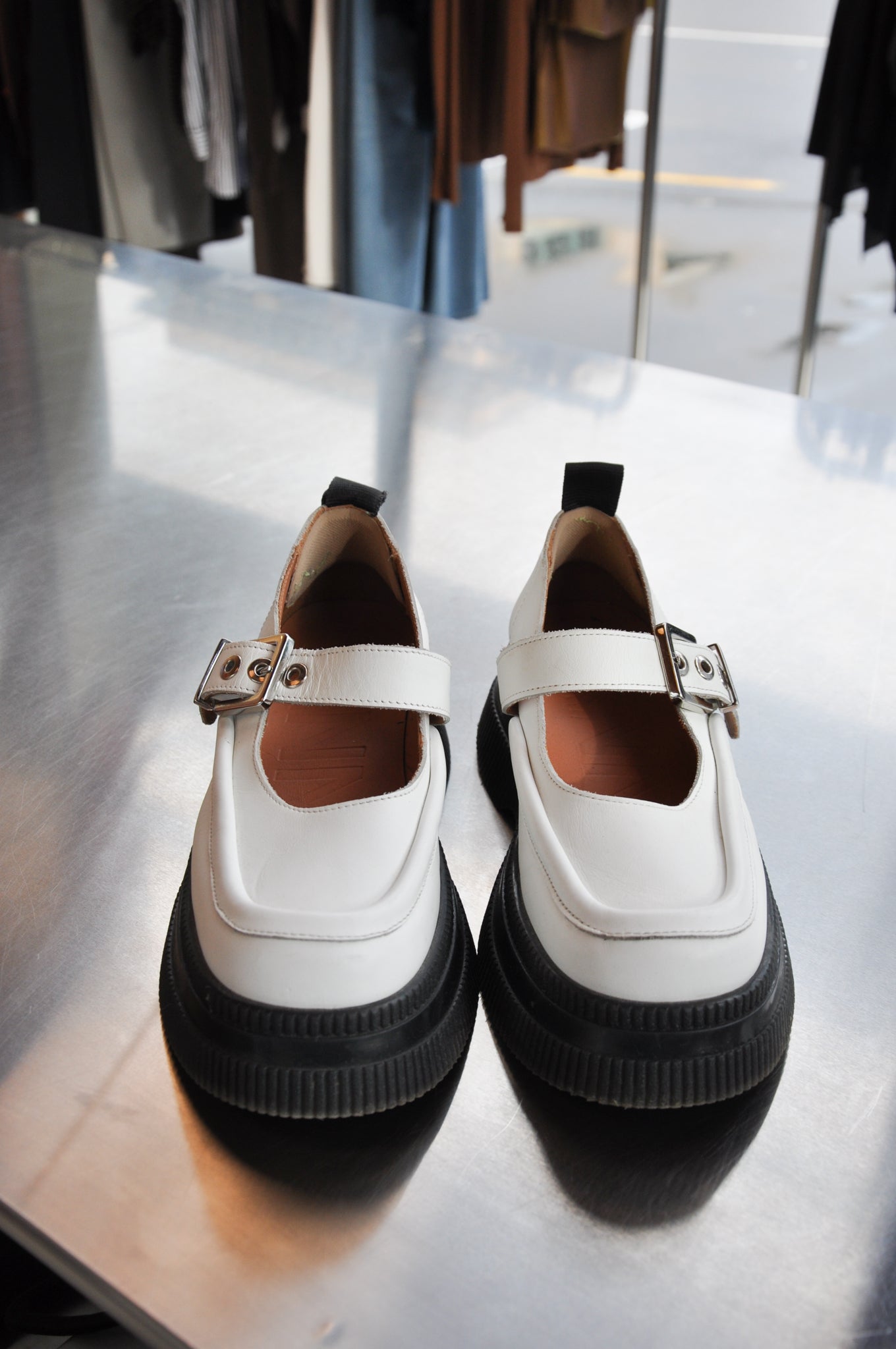 Ganni Creepers Mary Jane - white/black