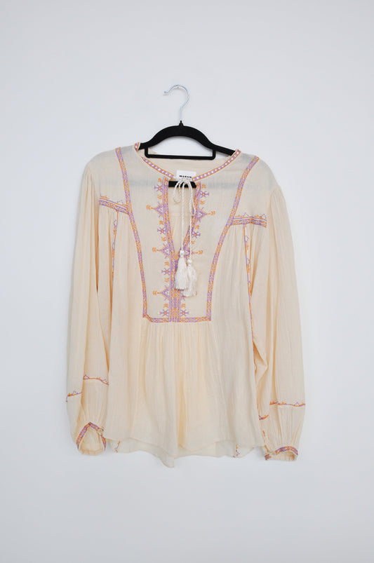 Isabel Marant Étoile Embroidered Blouse - cream/purple