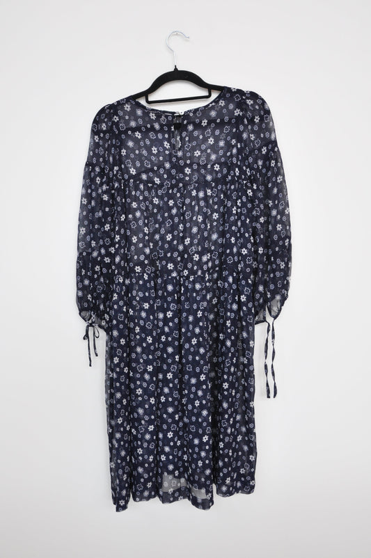 Twenty Seven Names Sheer Floral Dress - navy/white