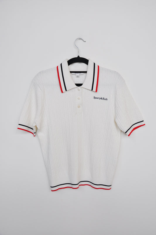 Sporty and Rich Polo - White / Blue / Red