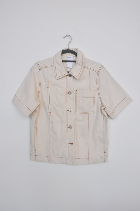Kowtow Short Sleeve Denim Top - beige