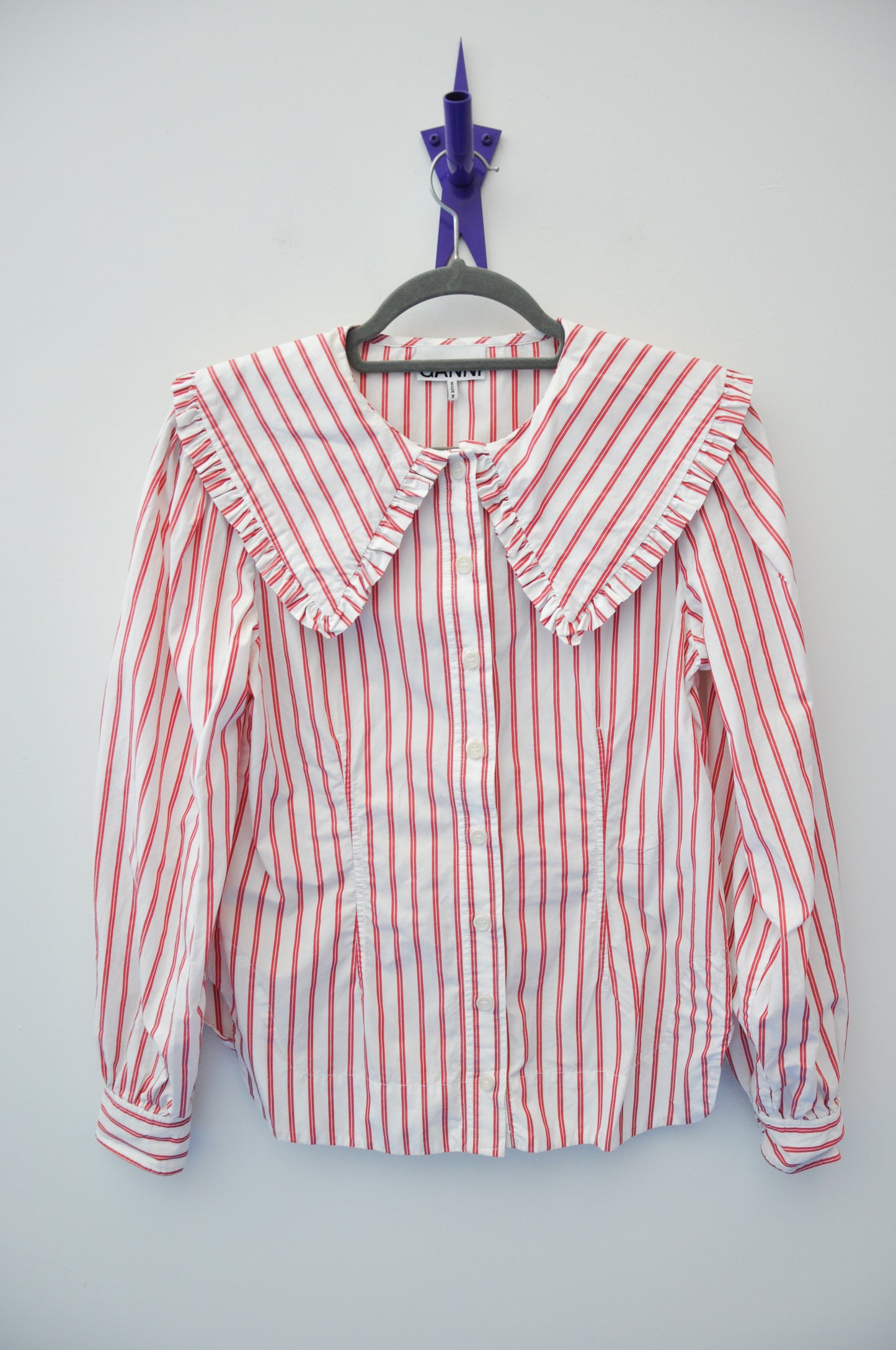 Ganni Shirt - white/red stripe