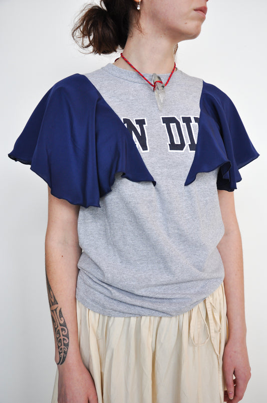 Frill T-Shirt in Blue & Navy