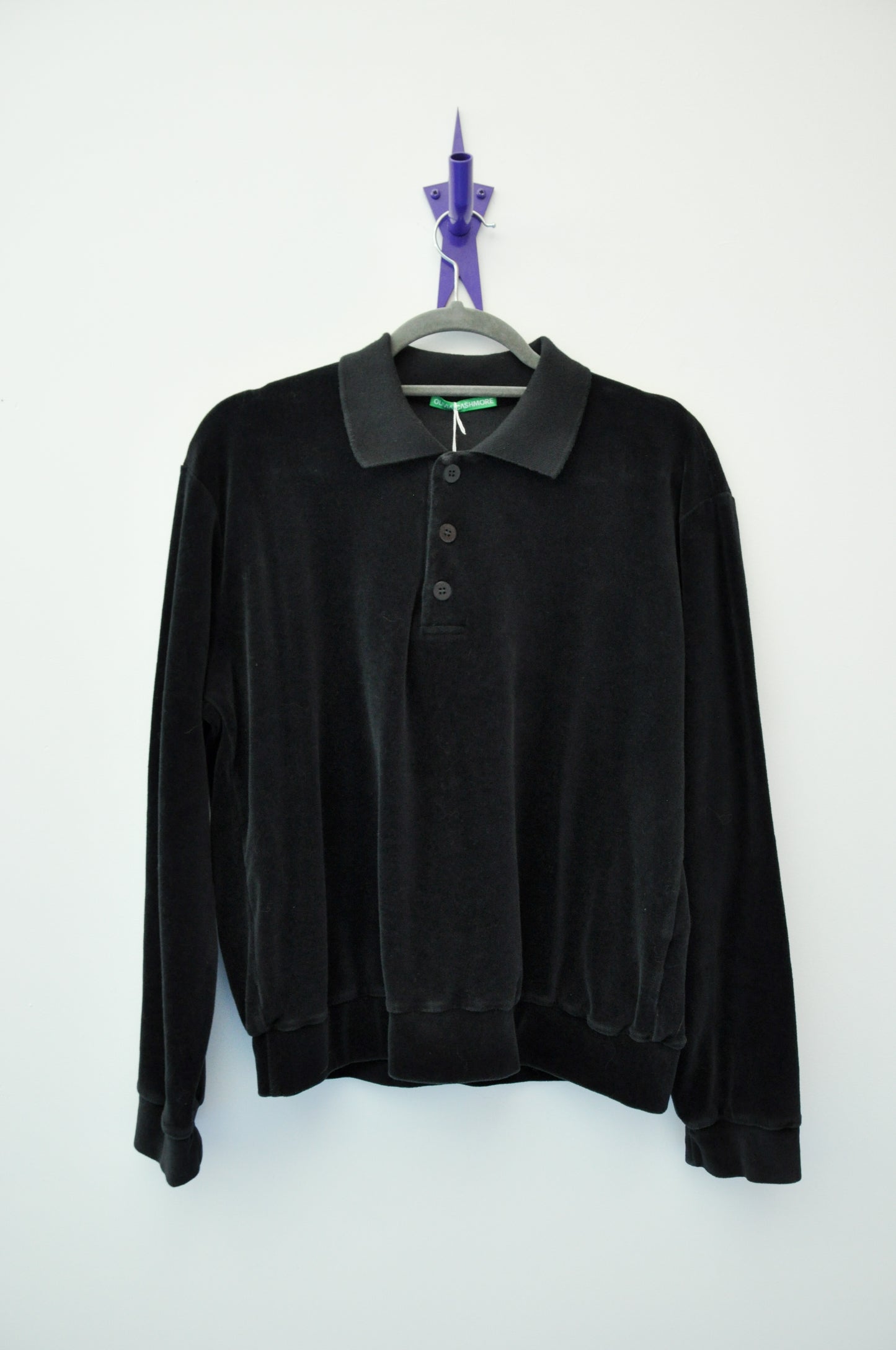 Olivia Cashmore Velour Polo - black