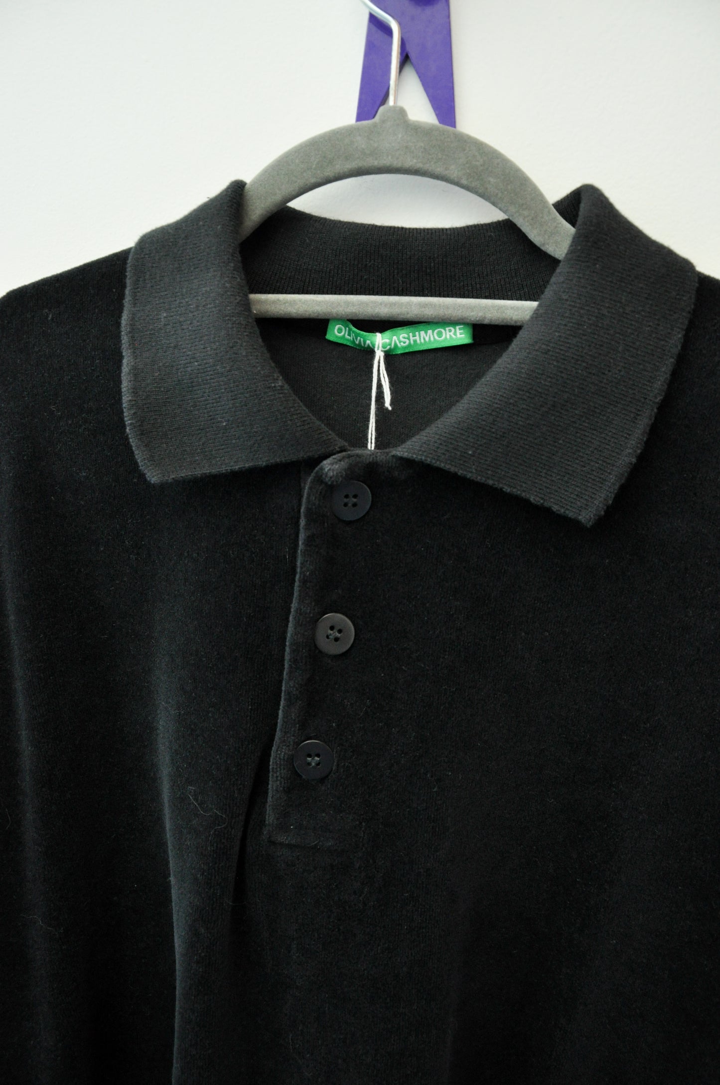 Olivia Cashmore Velour Polo - black