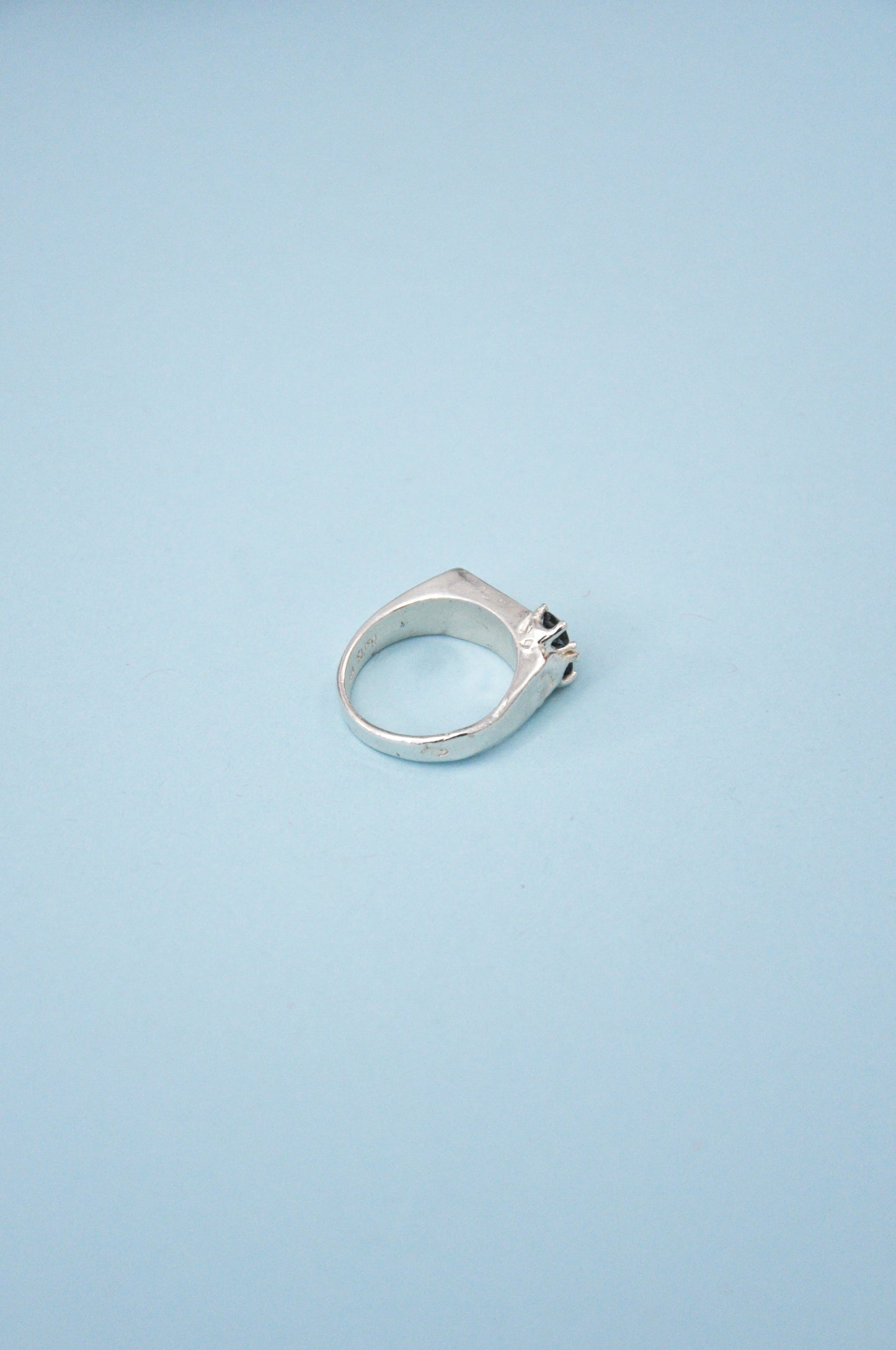Silver + Sapphire Signet Ring
