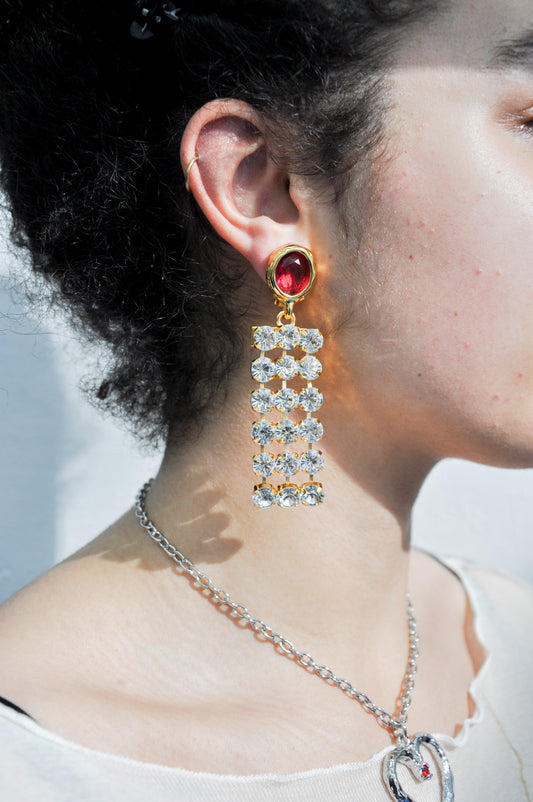 Flash Earrings in Gold with Crystal