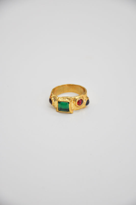 Suede Ring in Green, Red and Blue