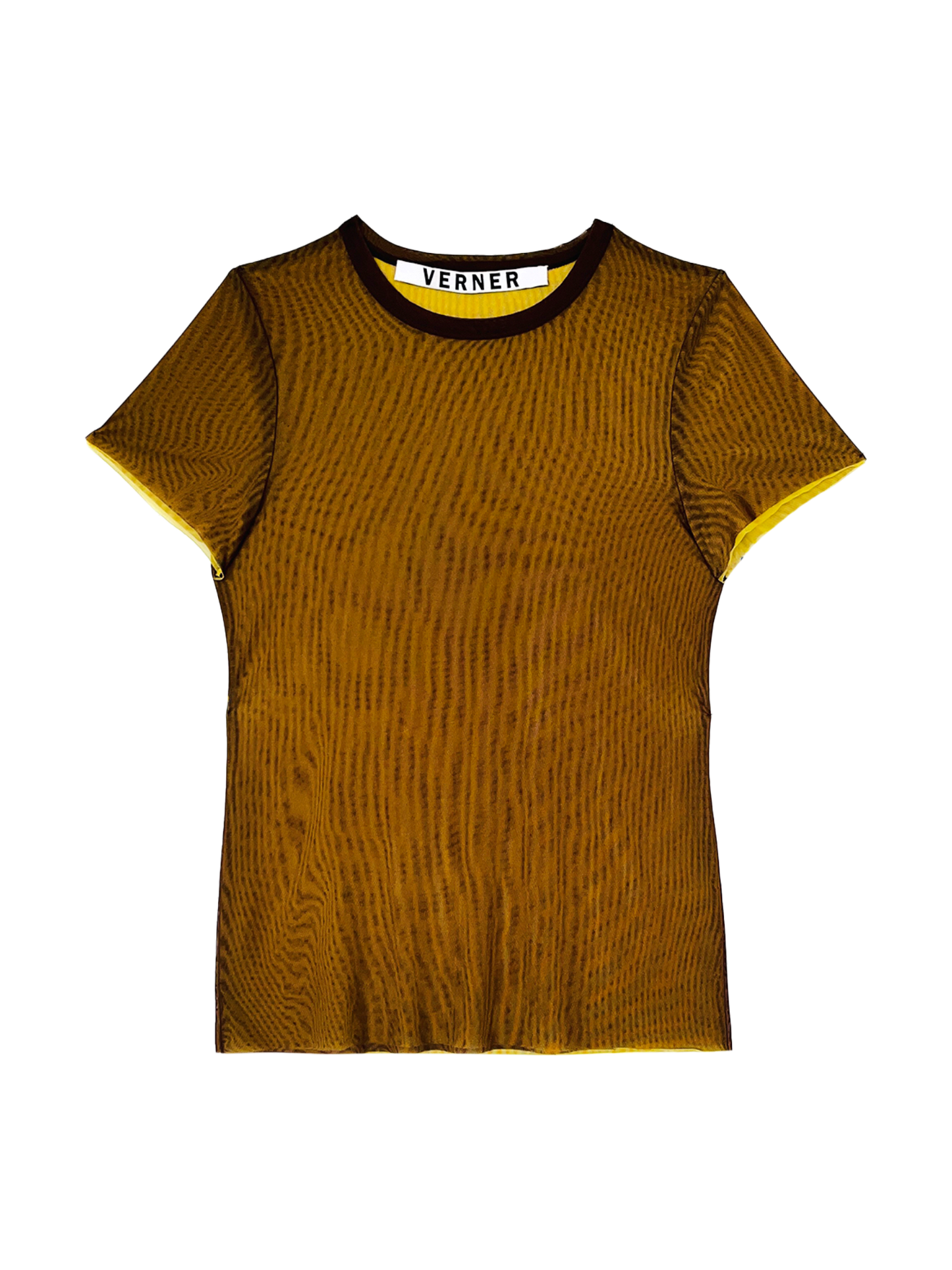 Mesh Tee in Brown over Yellow