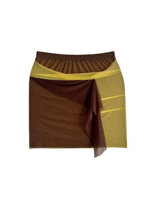 Double Layer Mesh Mini in Brown over Yellow