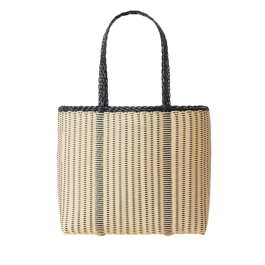 Edge Tote Medium in Black & Cream