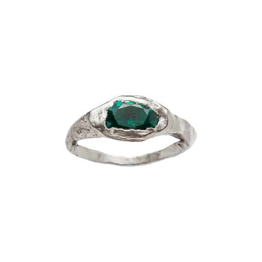 Faro Green Ring in Silver