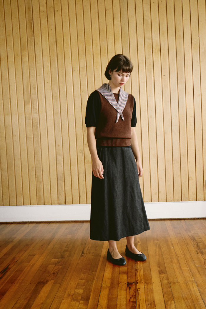Daisy Scarf in Chestnut & Ivory Stripe