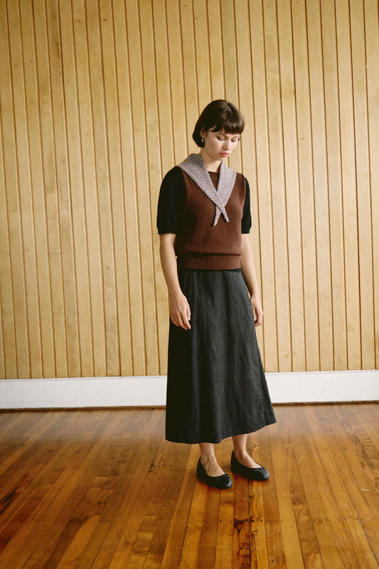 Daisy Scarf in Chestnut & Ivory Stripe