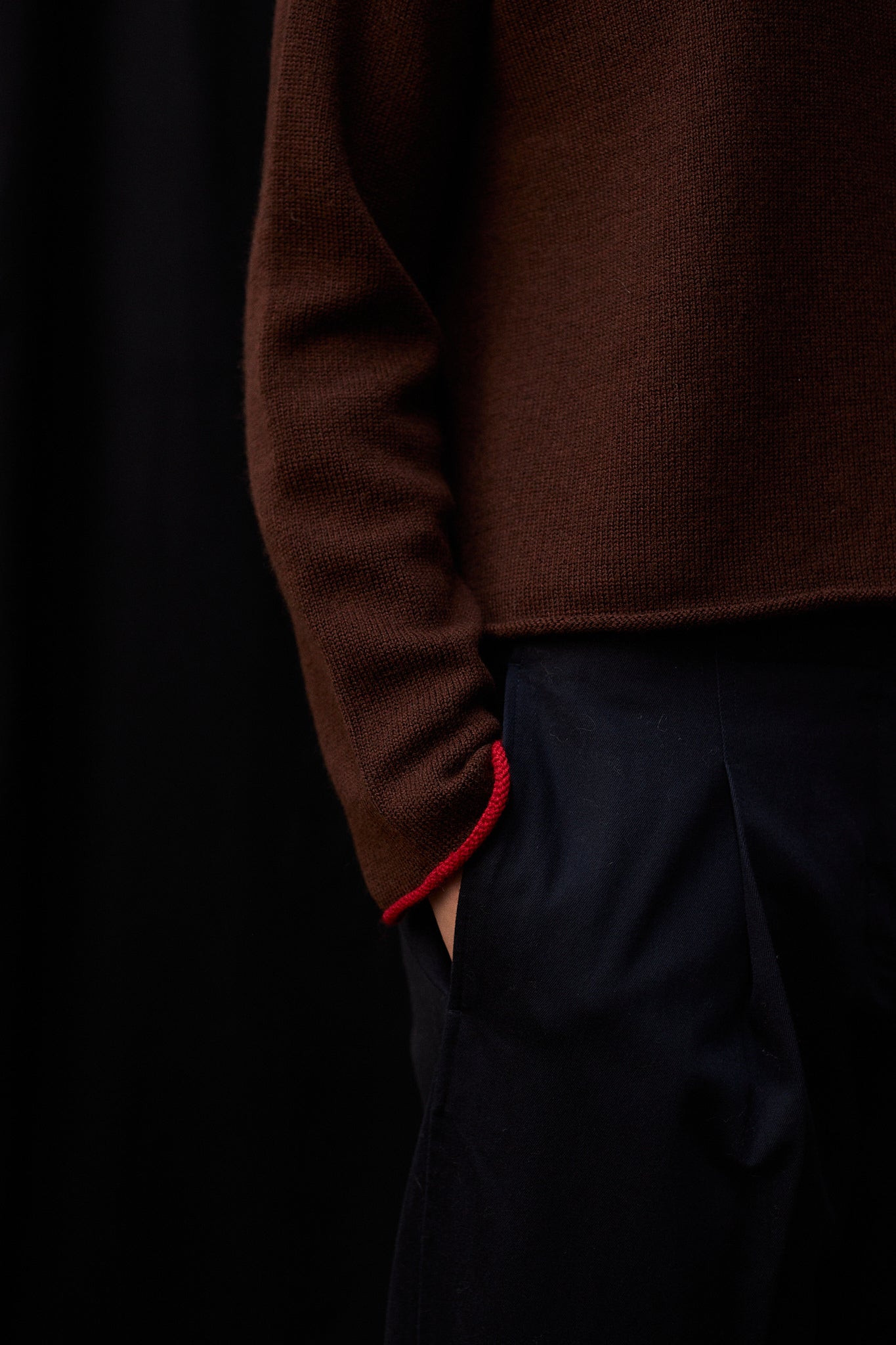 Doll's Trimmed Reversible Cardigan in Chestnut & Cherry Trim