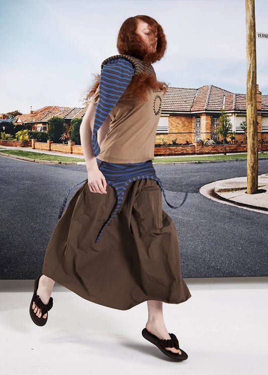 Gather Skirt/Dress in Brown & Blue