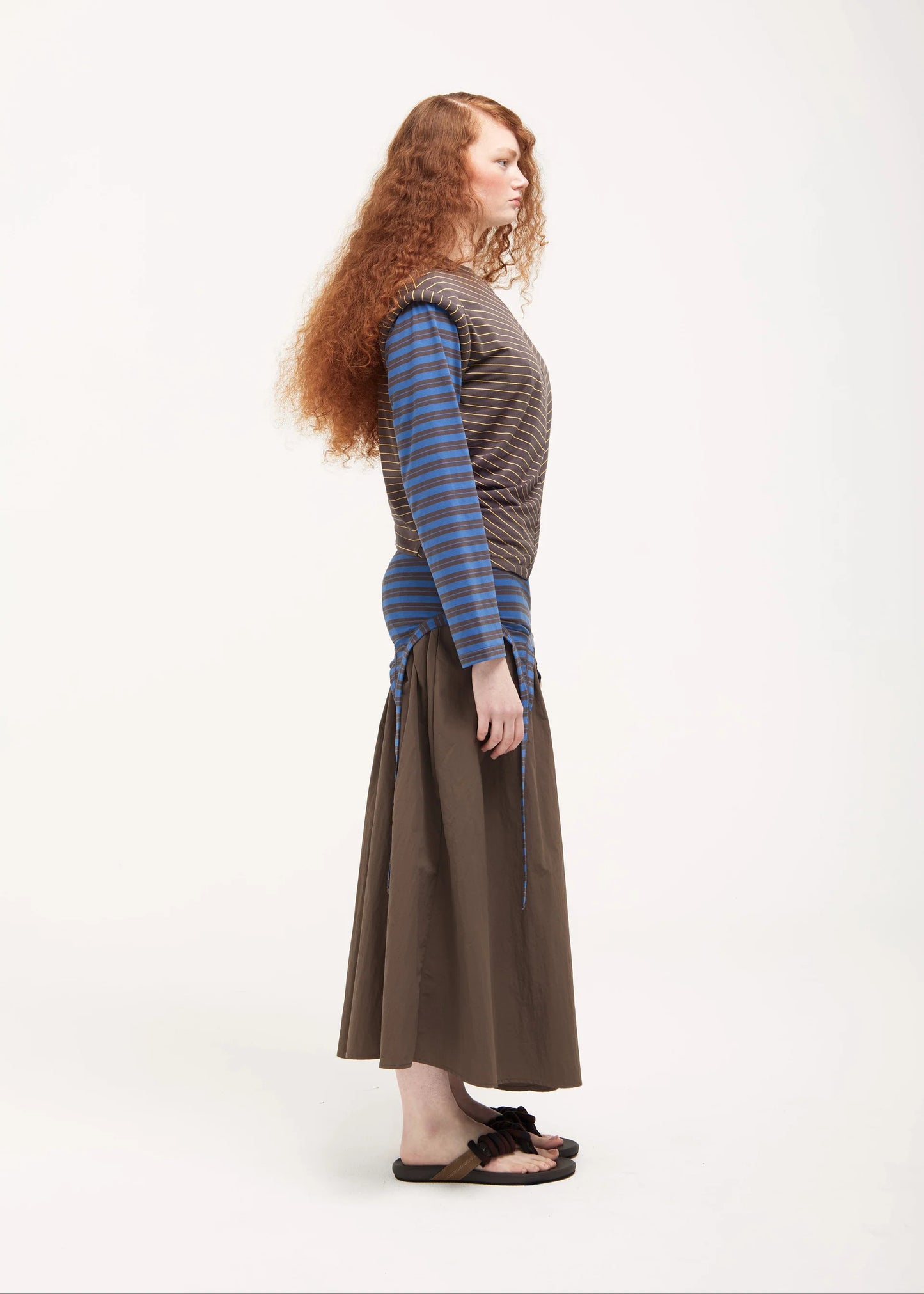 Gather Skirt/Dress in Brown & Blue
