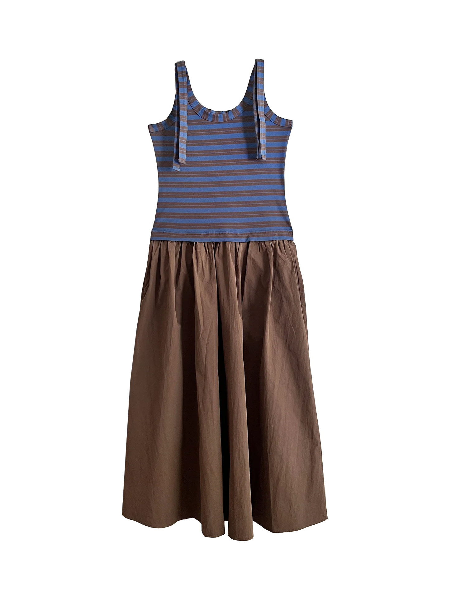 Gather Skirt/Dress in Brown & Blue