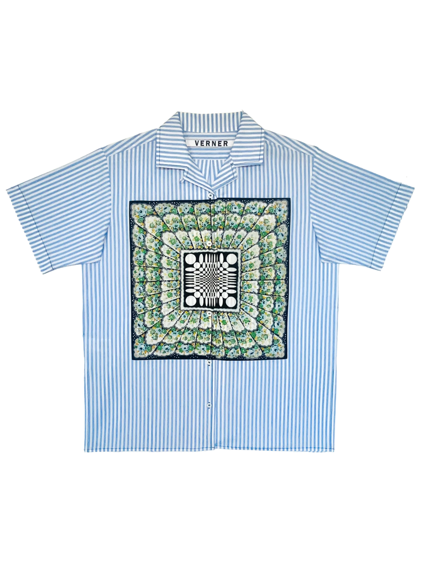 Handkerchief Shirt in Light Blue with Square Motif