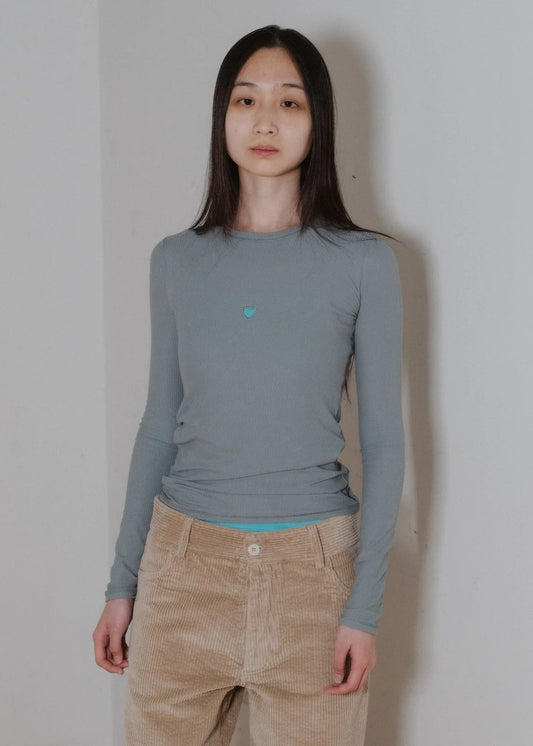 Heart Long Sleeve Tee in Bow Blue