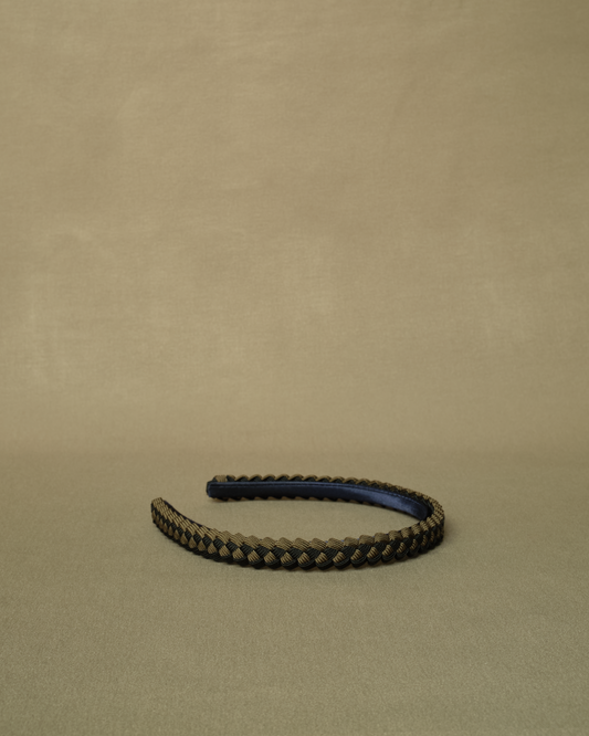 Braided headband in Olive/Black