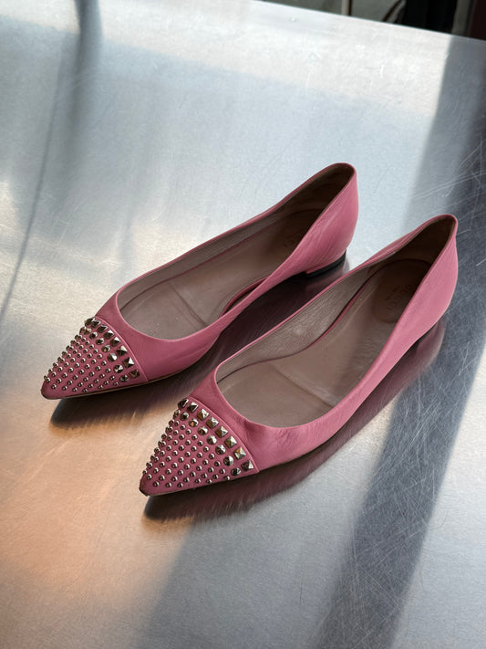 Gucci Studded Ballet Flats - Pink Leather