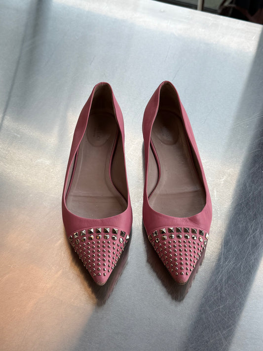 Gucci Studded Ballet Flats - Pink Leather