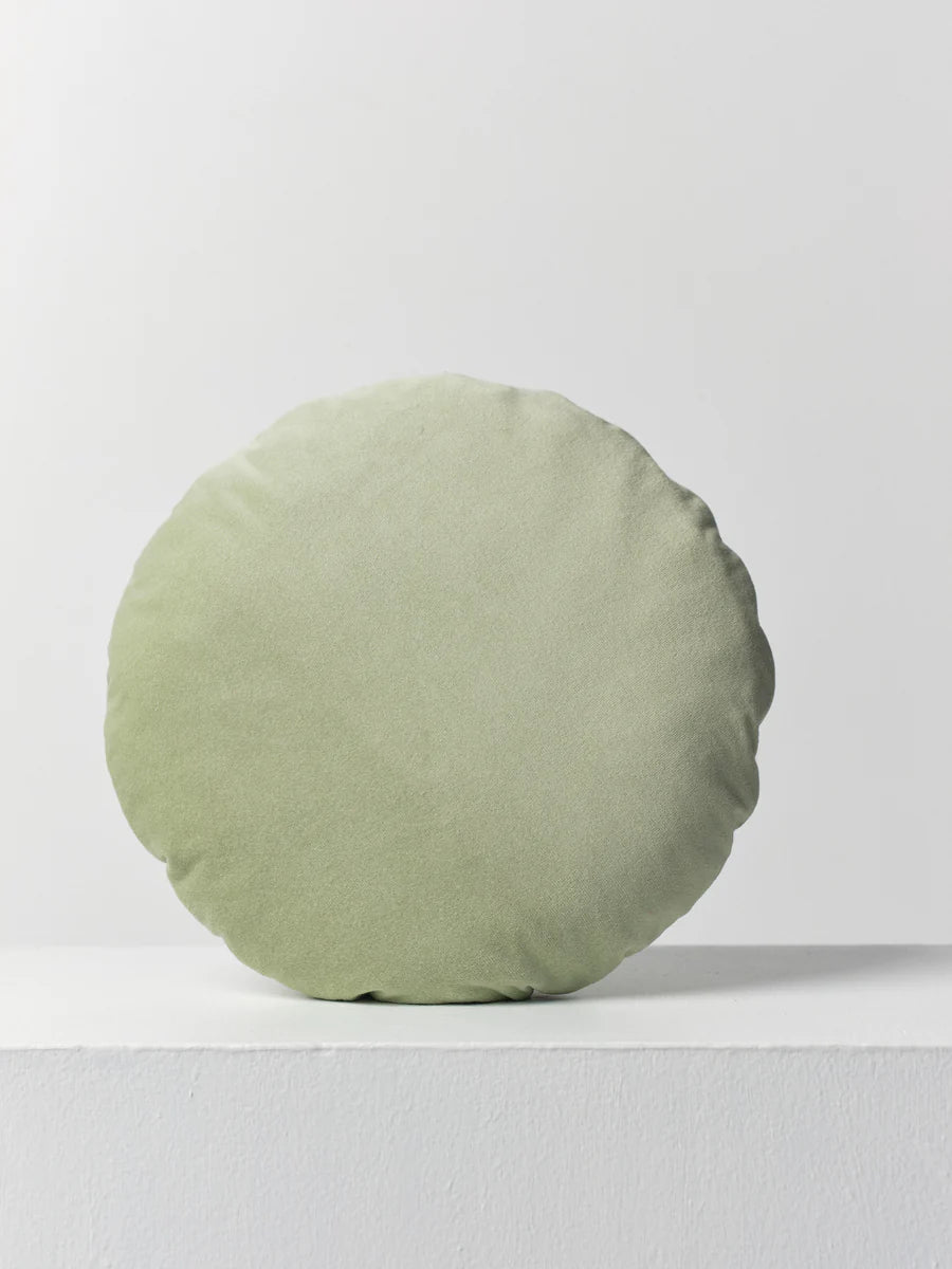 Disc Cushion in Celedon Velvet