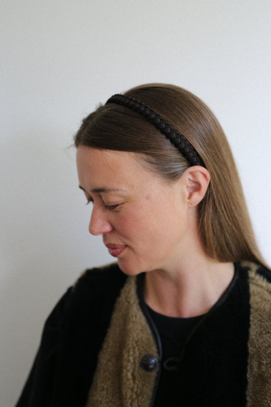 Braided Headband in Bean/Black