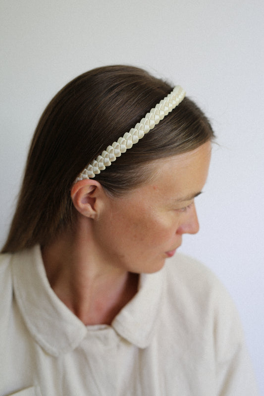 Braided Headband in Cream/Almond