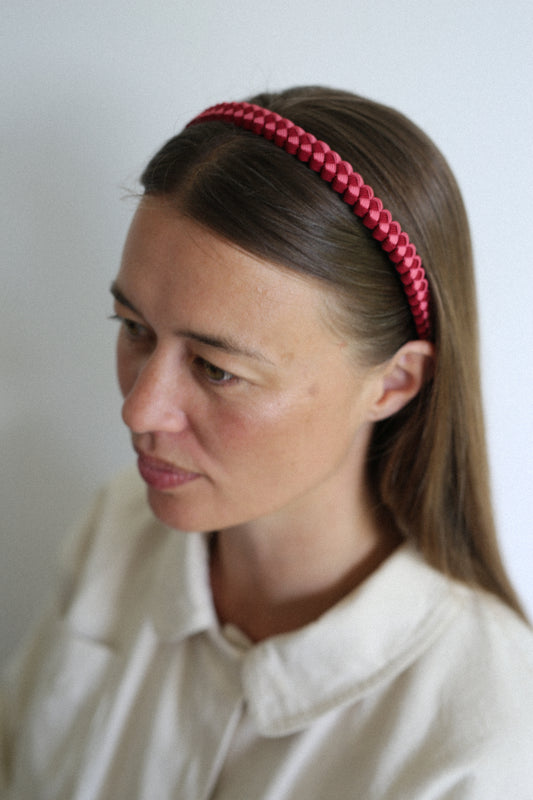 Braided Headband in Rose/Raspberry