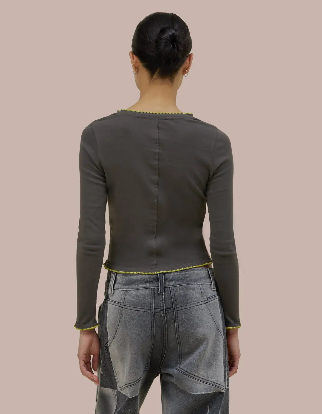 Baby Lapped Crewneck in Charcoal Edge