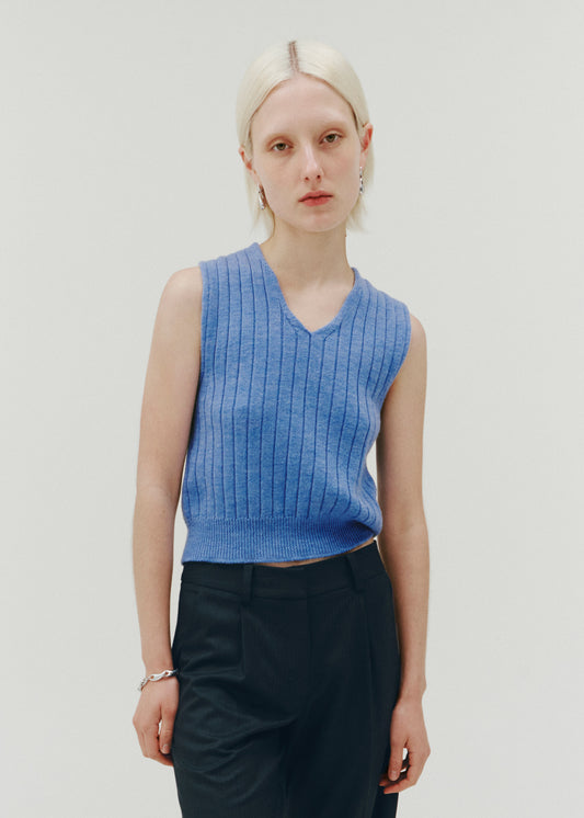 Echo Knitted Vest in Pure Blue